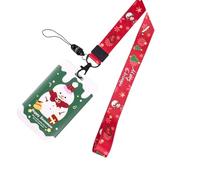 Lanière de Noël avec porte-carte - Lanière tour de cou - Badge bonhomme de neige pour infirmières, enseignants, étudiants, porte-cartes, badge bonhomme de neige