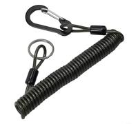 Lanière de pêche avec 7 brins en fil d'acier à ressort, charge de 50 kg, bobine d'attache anti-perte pour pinces, moulinets, outils, noir, 1,2 m (2 m)