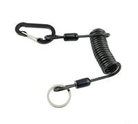 Lanière de pêche avec pince rétractable, sangle à ressort en spirale et fil d'acier - Sangle d'outils anti-perte robuste pour laisse de canne à pêche, alpinisme et extérieur (1,2 m)