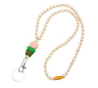 Lanière de professeur de fleurs - Cordon en bois perlé en forme de fleur pour clés - Style bohème - Adorables badges d'identité et clés - Cordon de rupture en perles pour médecin, infirmière