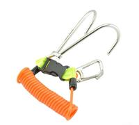 Lanière de sécurité à ressort équipée d'un crochet de récif à double extrémité en acier inoxydable de qualité marine pour fixation rapide (orange)