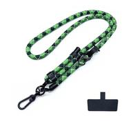 Lanière de téléphone à diamètre ajustable, universelle for l'extérieur, bandoulière, tour de cou, clip de fixation, dragonne anti-perte(Green za)