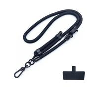 Lanière de téléphone à diamètre ajustable, universelle for l'extérieur, bandoulière, tour de cou, clip de fixation, dragonne anti-perte(Black)