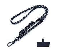 Lanière de téléphone à diamètre ajustable, universelle for l'extérieur, bandoulière, tour de cou, clip de fixation, dragonne anti-perte(Black white)