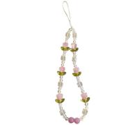 Lanière de téléphone à motif floral avec perles - Élégant bracelet de téléphone en perles - Dragonne de poignet pour femme - Motif floral non perdu