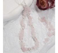 Lanière de téléphone élégante asymétrique rose vintage avec cristal, dragonne de téléphone avec perle, pendentif de téléphone en pierre de cristal Taille UniqueCristal artificiel