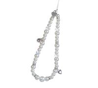 Lanière de téléphone en perles - Accessoire tendance pour téléphone portable - Accessoire à usage multiple pour porte-clés, smartphone, usage quotidien - Accessoire portable en forme de cœur