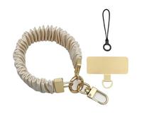 Lanière de téléphone portable en tissu anti-perte, bracelet de poignet haut de gamme for femme, accessoire décoratif.(White)
