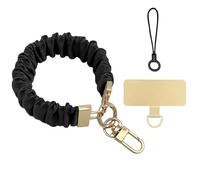 Lanière de téléphone portable en tissu anti-perte, bracelet de poignet haut de gamme for femme, accessoire décoratif.(Black)