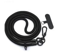 Lanière de téléphone portable longue et épaisse de 8 mm x 120 cm, bandoulière universelle, cordon de cou amovible, lanière anti-perte(Black)