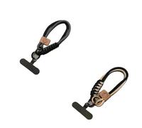 Lanière de téléphone portable style britannique avec perles anti-collision et couleurs contrastées(2PCS-Black Black bro)