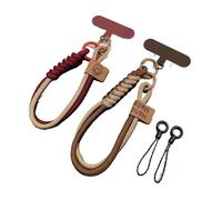 Lanière de téléphone portable style britannique avec perles anti-collision et couleurs contrastées(2PCS-Red Khaki)