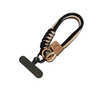 Lanière de téléphone portable style britannique avec perles anti-collision et couleurs contrastées(Black brown)