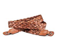 Lanière de transport Leica 14698, cordon plat tressé en rayonne et cuir, cognac