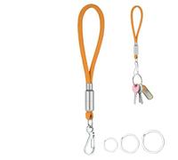 Lanière en paracorde lourde - Porte-badges, catabineur de corde de parachute, 3 anneaux de clé, Hoble Lock Clip Hook pour randonnée Paracord Keychain Lanyard, Orange, Consulte la descripción