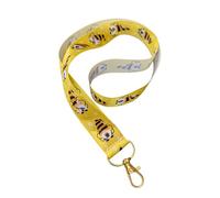 Lanière en ruban imprimé fleurs et abeilles - Sangle tour de cou gros-grain de 2,5 cm avec fermoir mousqueton - Porte-badge floral ou porte-clés - Individuel ou lot groupé, multicolore, taille unique