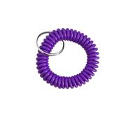 Lanière enroulée 100 pièces bobine de poignet en spirale avec porte-clés en acier, bracelet de chaîne à bande Flexible multicolore for clés portefeuille téléphone portable(Purple,Solid)