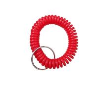 Lanière enroulée 100 pièces bobine de poignet en spirale avec porte-clés en acier, bracelet de chaîne à bande Flexible multicolore for clés portefeuille téléphone portable(Red,Solid)