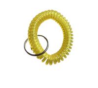 Lanière enroulée 100 pièces bobine de poignet en spirale avec porte-clés en acier, bracelet de chaîne à bande Flexible multicolore for clés portefeuille téléphone portable(Yellow,Transparent)