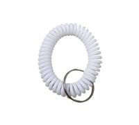 Lanière enroulée 100 pièces bobine de poignet en spirale avec porte-clés en acier, bracelet de chaîne à bande Flexible multicolore for clés portefeuille téléphone portable(White,Solid)