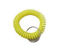 Lanière enroulée 100 pièces bobine de poignet en spirale avec porte-clés en acier, bracelet de chaîne à bande Flexible multicolore for clés portefeuille téléphone portable(Yellow,Solid)