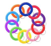 Lanière enroulée colorée, 100 pièces, bobine de poignet à ressort, porte-clés, Bracelet extensible, porte-clés, chaîne for clés, portefeuille, téléphone portable(Rose Red)