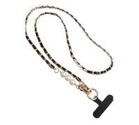 Lanière for téléphone portable femme, bandoulière longue, étui de téléphone, lanière universelle, bandoulière longue, chaînette à perles(B black)