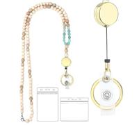 Lanière pour enseignant avec perles - Longe pour badge avec perles, porte-badge avec perles | Longe porte-clés avec perles en bois naturel, porte-badge coloré pour