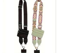 Lanière pour téléphone avec pochette portefeuille zippée et bandoulière ajustable