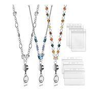 LanièRe RéTractable de Bobines D'Insigne de 3 PièCes avec le Support D'Identification de Carte de Nom pour le Collier de LanièRe D'Insigne Perlé de Mode
