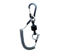 Lanière rétractable pour équipement de pêche avec crochet à connexion automatique et clip de ceinture pour canne à pêche ou ceinture (noir)