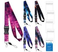Lanière Tour de Cou 5 Pcs Cordon Tour de Cou Badge Lanière Porte-Clés avec Porte-Cartes Cordon Téléphone Portable Long Lanière Tour de Cou Colorée avec Boucle Détachable (2,5 cm * 53 cm)