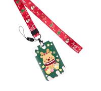 Lanière tour de cou avec motif bonhomme de neige et porte-carte de Noël pour adultes, étudiants, badge de Père Noël avec lanière bonhomme de neige