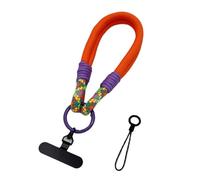 Lanière universelle 2 en 1 for téléphone portable à monter soi-même, dragonne courte, attache métallique rotative à 360°, bracelet multifonctionnel(Orange)