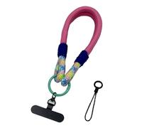 Lanière universelle 2 en 1 for téléphone portable à monter soi-même, dragonne courte, attache métallique rotative à 360°, bracelet multifonctionnel(Rose Red)