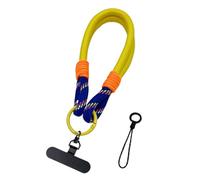 Lanière universelle 2 en 1 for téléphone portable à monter soi-même, dragonne courte, attache métallique rotative à 360°, bracelet multifonctionnel(Yellow/Gold)