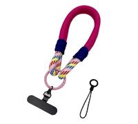 Lanière universelle 2 en 1 for téléphone portable à monter soi-même, dragonne courte, attache métallique rotative à 360°, bracelet multifonctionnel(Pink)