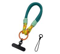 Lanière universelle 2 en 1 for téléphone portable à monter soi-même, dragonne courte, attache métallique rotative à 360°, bracelet multifonctionnel(Green)