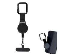 Lanière universelle pour téléphone portable, 1 lot, avec boucle à pression et dragonne antivol facile à tirer, compatible avec smartphones, porte-clés et portefeuilles (noir)