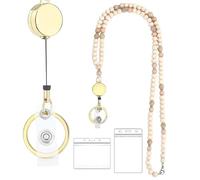 Lanières pour enseignants - Longes pour enseignants avec perles, porte-badge créatif avec perles 34 pouces | Longe porte-clés longue avec 2 porte-documents, cordon coloré pour porte-cartes pour Occhal