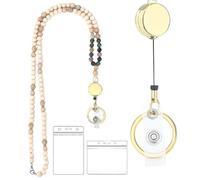 Lanières pour enseignants | Porte-badge avec perles de 34 pouces avec 2 supports d'identification | Cordon porte-clés coloré pour lunettes, cartes et clés | Long cordon créatif.