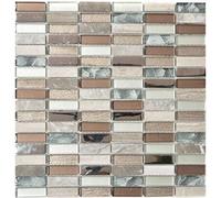 Mosaïque MOS87-SM68 Transluzent Carrelage rectangulaire en verre et pierre en cristal Marron clair