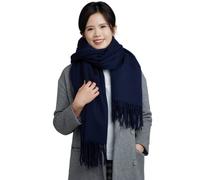 LaniLani 100% Merino Wool Scarf for Women and Men, 78” x 16”, the Perfect Warm and Soft Accessory for Winter (Navy Blue, 1)