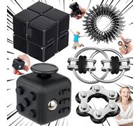 lankai 5 Pièces Cube Jeu De Chaîne Set, Fidget Toy Anti Stress Jouet, Controller Réducteur De Stress, Bague De Massage des Doigts Set, pour Soulager Le Stress Et L'irritabilité (Noir)