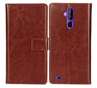 Lankashi Flip Book-Style PU Cuir Housse Coque Etui Cas Couverture Protecteur Case Cover Portefeuille pour Doro Liberto 822 4.5" (Marron)
