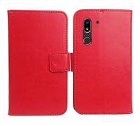 Lankashi Flip Book-Style PU Cuir Housse Coque Etui Cas Couverture Protecteur Case Cover Portefeuille TPU Silicone Shell pour Doro 8050 5.7" (Rouge)