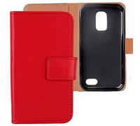 Lankashi Flip Book-Style PU Cuir Housse Coque Etui Cas Couverture TPU Silicone Protecteur Case Cover Portefeuille pour Doro Liberto 8031 4.5" (Rouge)