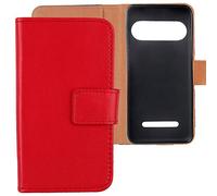 Lankashi Flip Book-Style PU Cuir Housse Coque Etui Cas Couverture TPU Silicone Protecteur Case Cover Portefeuille pour Doro 8035 (Rouge)