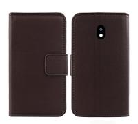 Lankashi Flip Folio Veritable Cuir Housse Coque Etui Cas pour Cat S42 5.5" Premium Cover Case Couverture Protecteur Portefeuille Genuine Leather Book Wallet (Marron foncé)