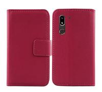 Lankashi Flip Folio Veritable Cuir Housse Coque Etui Cas pour Doro 8050 5.7" TPU Silicone Premium Cover Case Couverture Protecteur Portefeuille Genuine Leather Book Wallet (Rose)